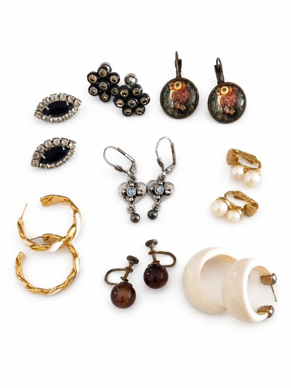Lot of Eight (8) Vintage Costume Earrings